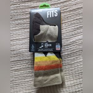 NWT FITS Merino Wool light hiker crew sock  Retro mountaintop Large